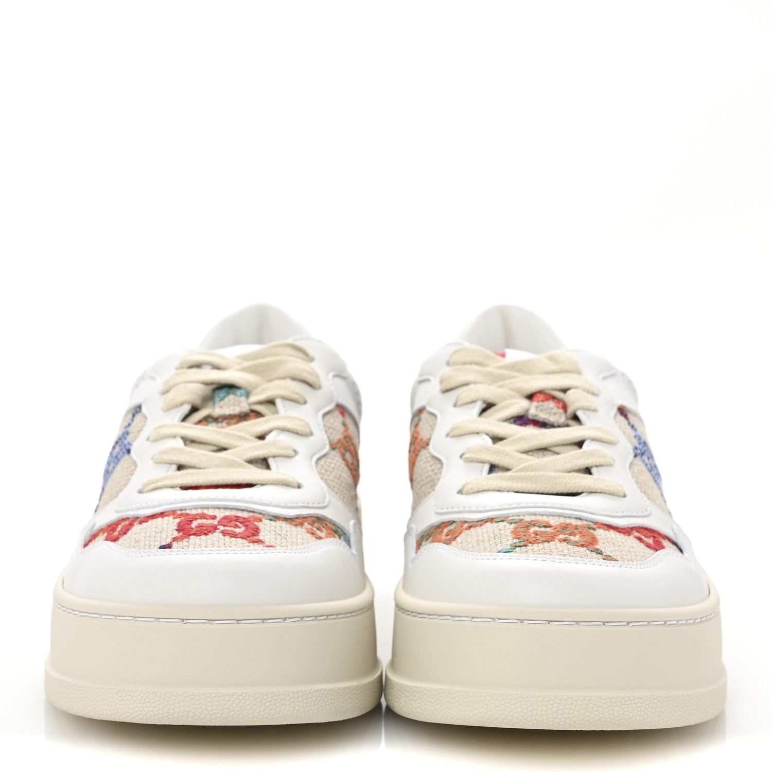 Gucci Dali Soft Calfskin GG Tennis Embossed Perforated Womens Platform 55mm Sneakers 40 White Multicolor 3 of 9