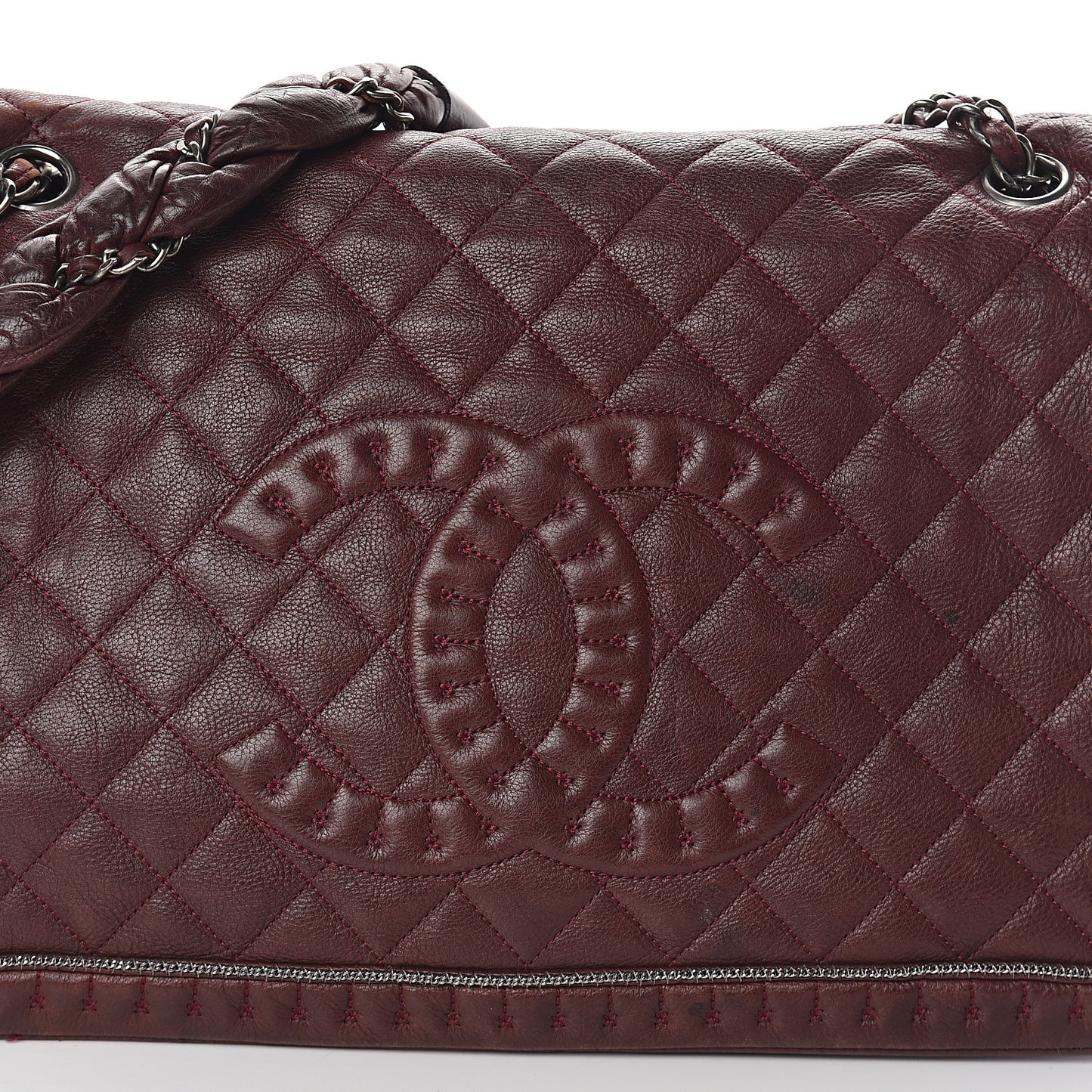 Calfskin Quilted Large Istanbul Flap Burgundy