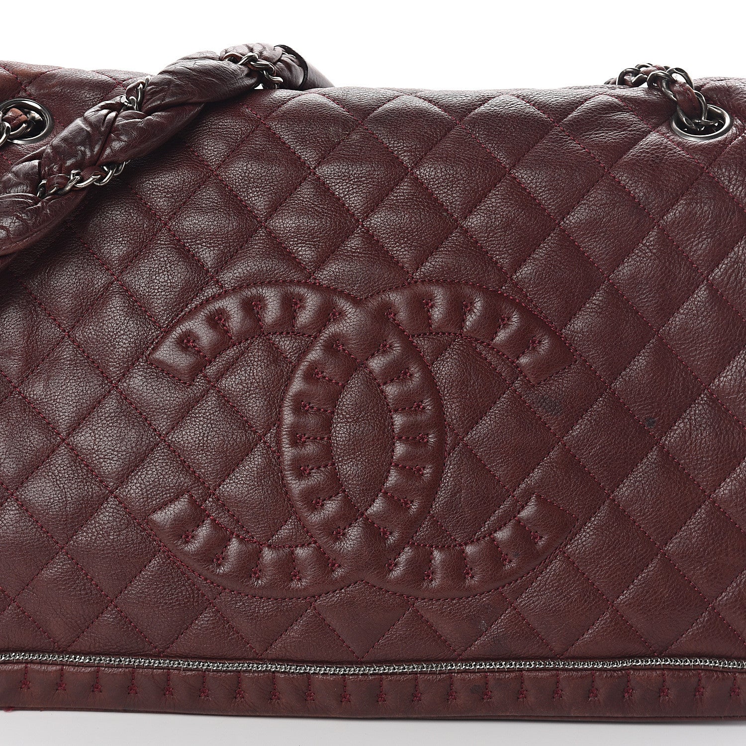 Chanel Calfskin Quilted Large Istanbul Flap Burgundy 7 of 9