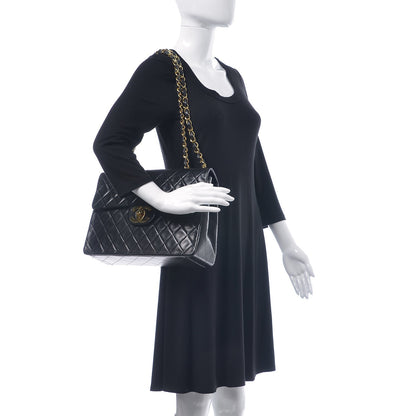 Chanel Lambskin Quilted XL Jumbo Single Flap Black 3 of 14