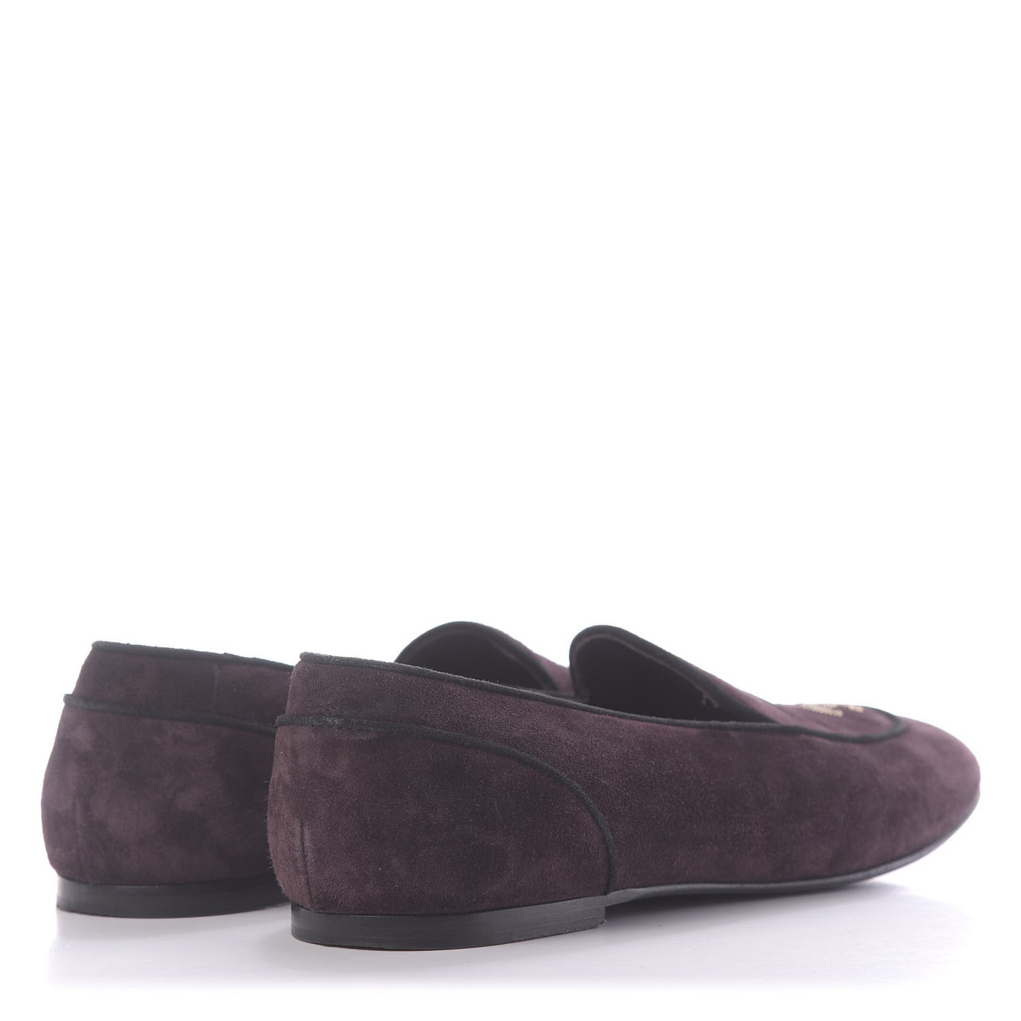 Suede Calfskin Womens Mocassin CC Flats 41.5 Purple