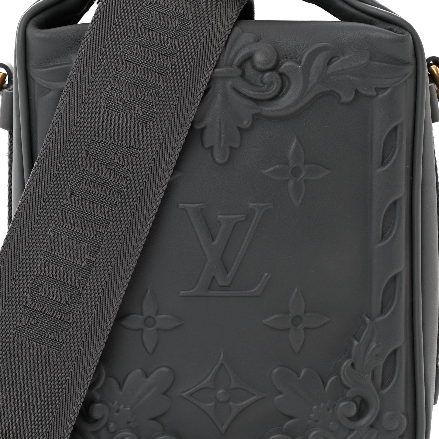 Calfskin Monogram Embossed Cruiser Messenger Dark Shadow Gray