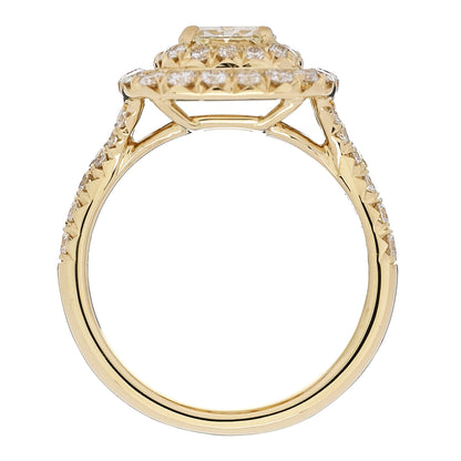Parker & West by FASHIONPHILE 18K Yellow Gold Diamond 1.29ct Emerald Cut Double Halo Pave Engagement Ring 50 5.25 6 of 9
