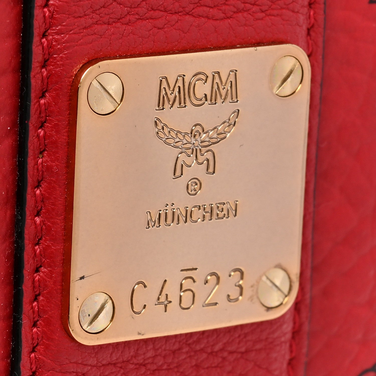 MCM Visetos Medium Liz Reversible Shopper Tote Ruby Red 9 of 17