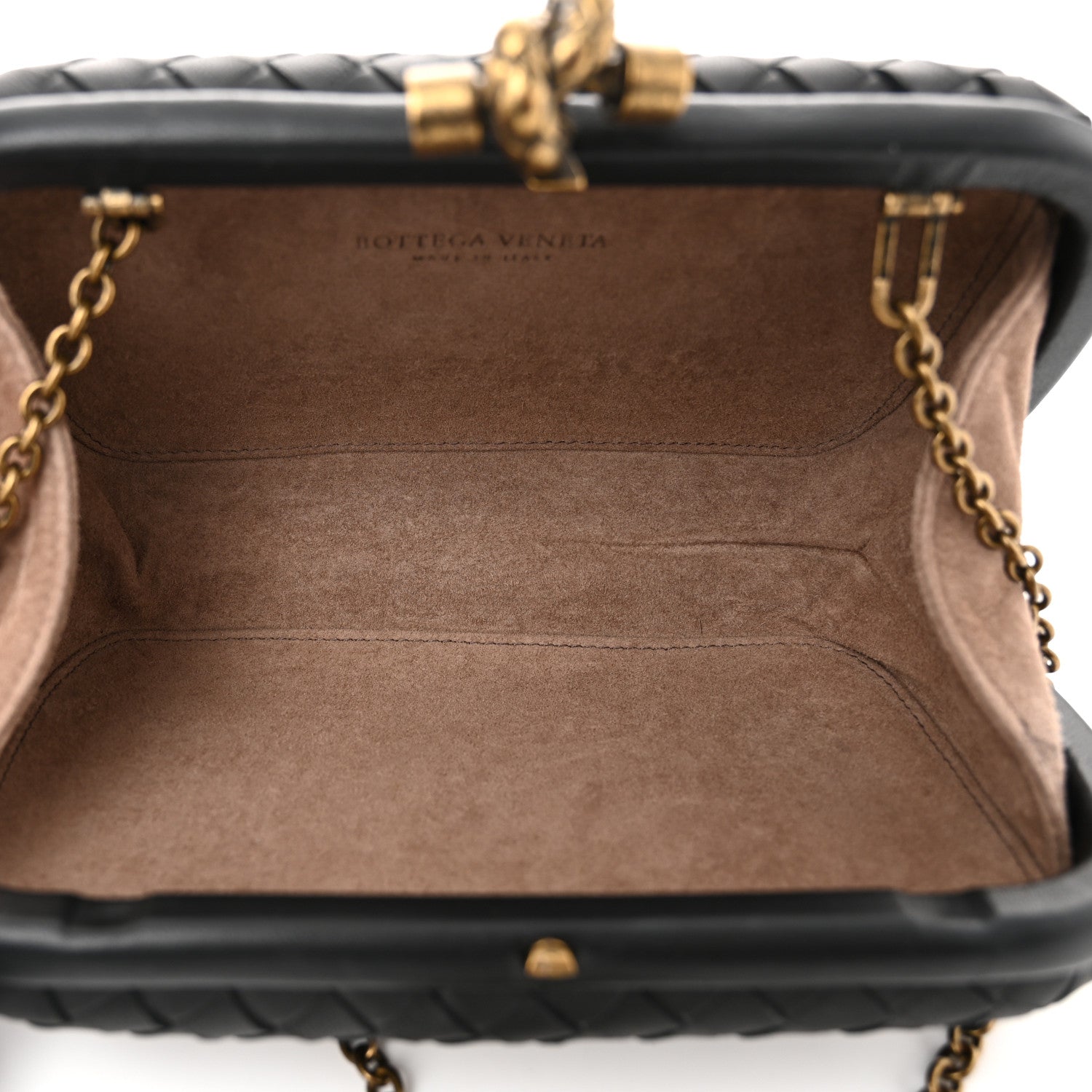 Bottega Veneta Nappa Intrecciato Chain Knot Clutch Black 5 of 9