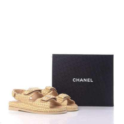 Chanel Braided Fabric Velcro Dad Sandals 41 Beige 11 of 11