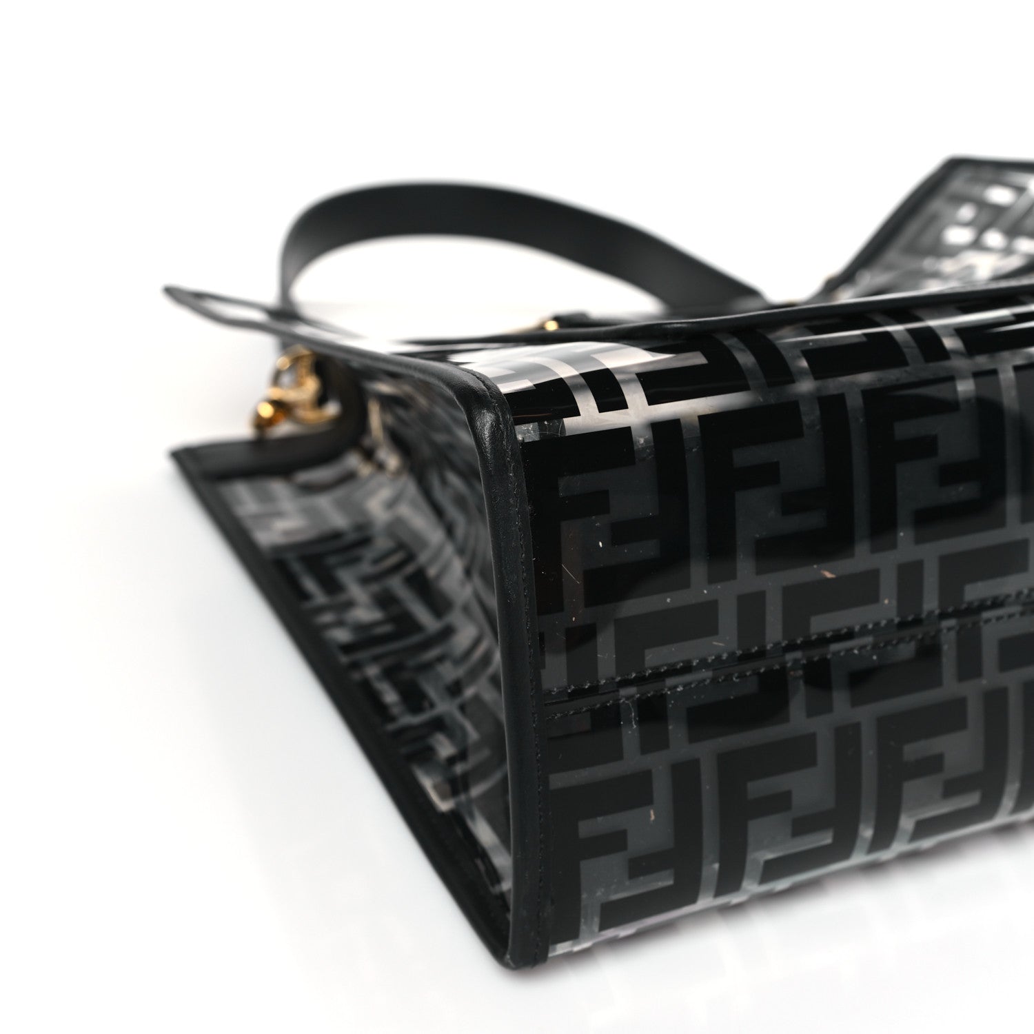 Fendi TPU FF Vitello Century Plexiglass Medium Runaway Shopper Tote Black 7 of 9