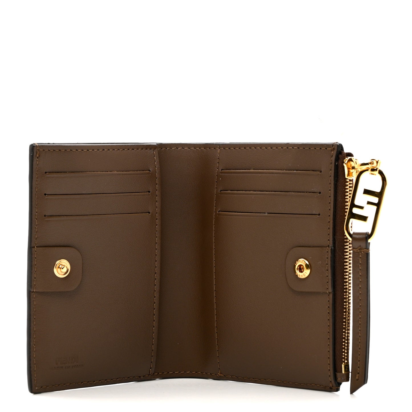 Vitello Liberty Micro FF Embossed Medium O'Lock Wallet Beige Amido Maya