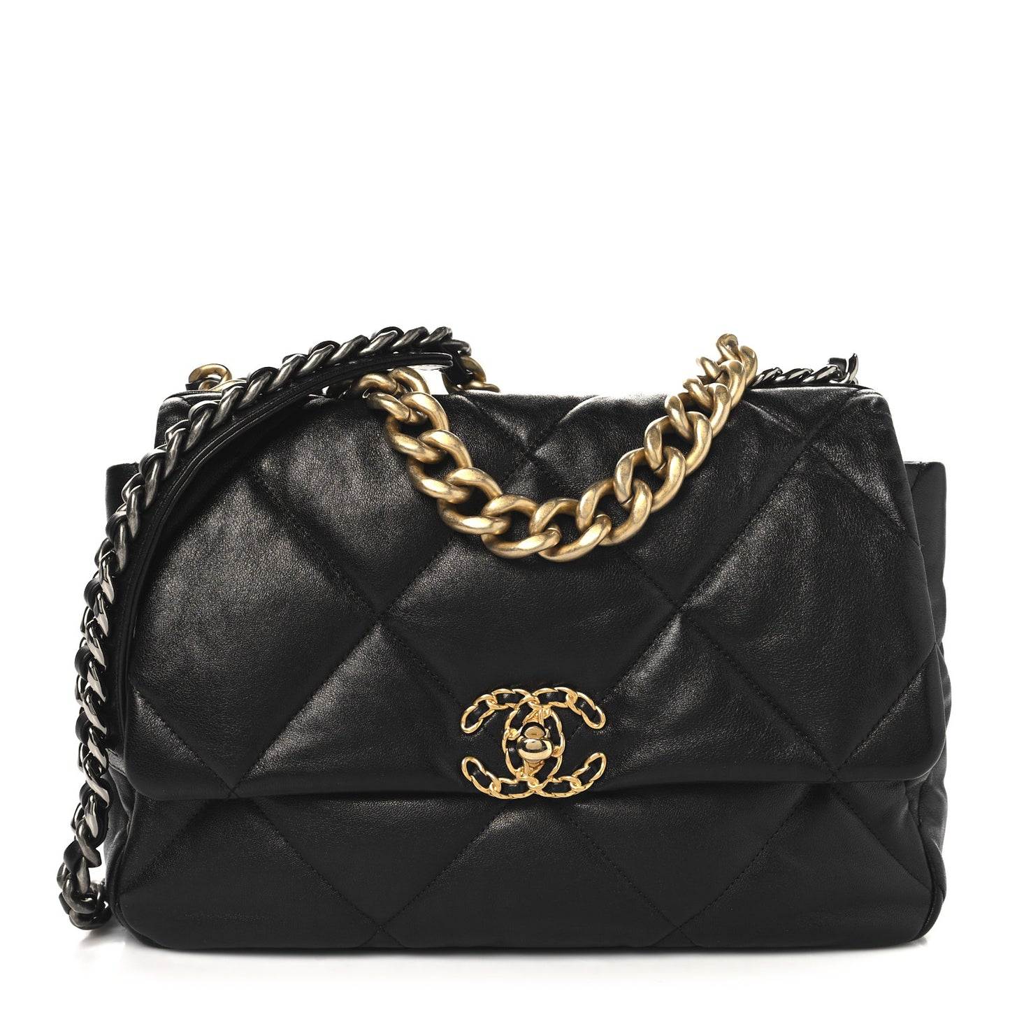 Lambskin Quilted Large Chanel 19 Flap Black