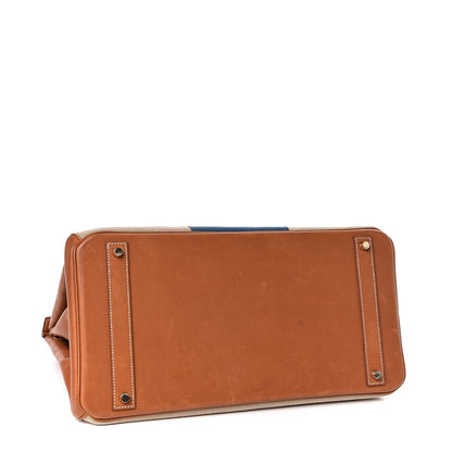 Hermes Toile Natural Barenia Flag Birkin 40 Fauve 5 of 33