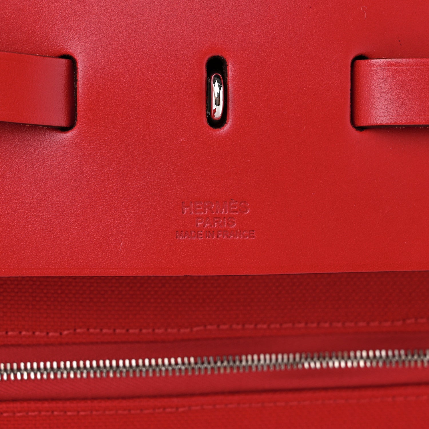 Hermes Military Toile Vache Hunter Herbag Zip Retourne Cabine Bag Rouge Piment 6 of 12