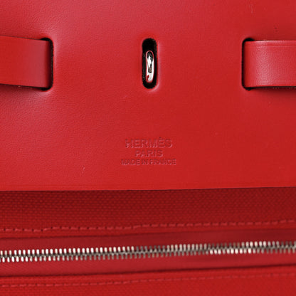 Hermes Military Toile Vache Hunter Herbag Zip Retourne Cabine Bag Rouge Piment 6 of 12