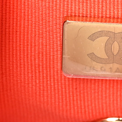 Chanel Braided Raffia Small Coco Beach Flap Bag Orange 6 of 10
