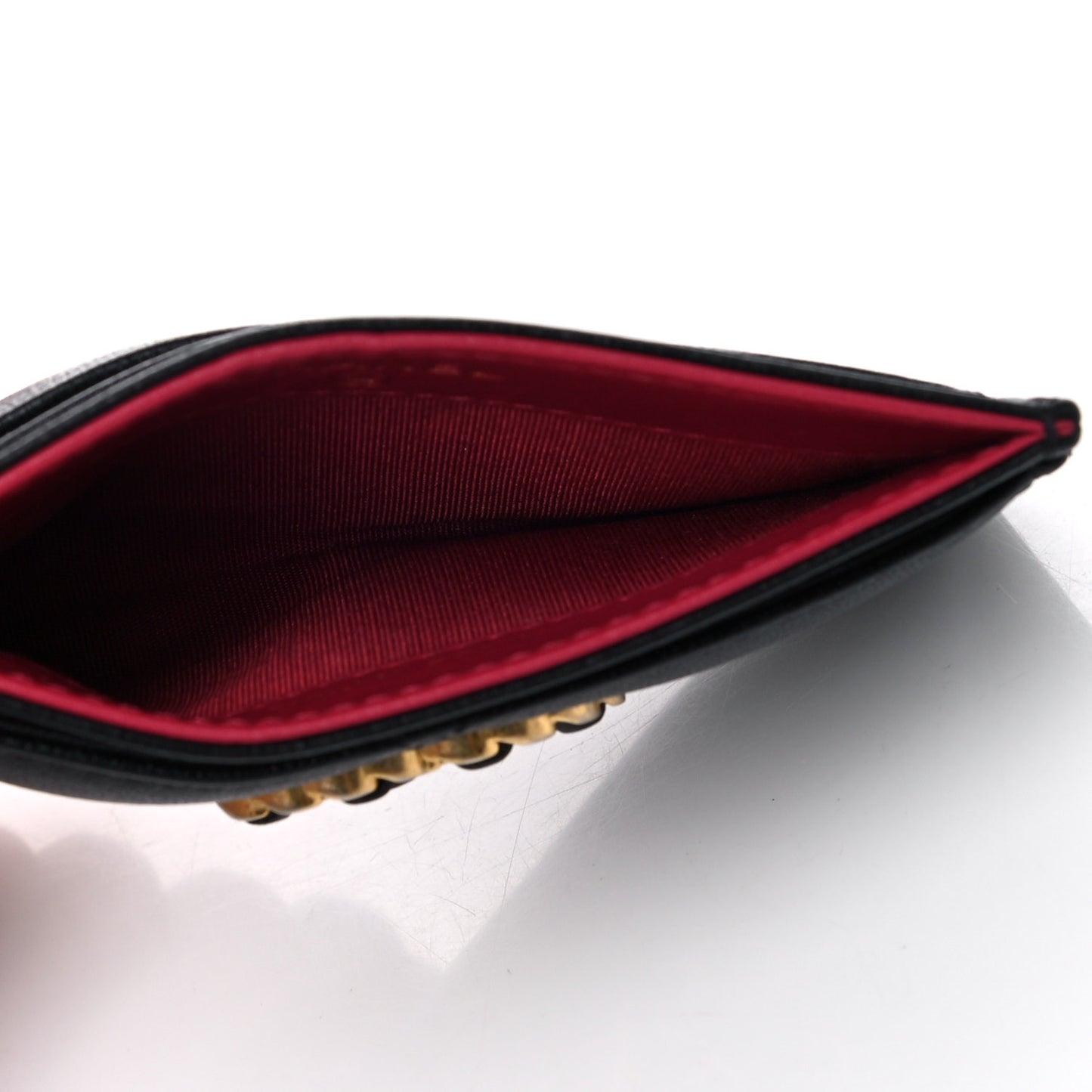 Shiny Goatskin Quilted Chanel 19 Card Holder Black