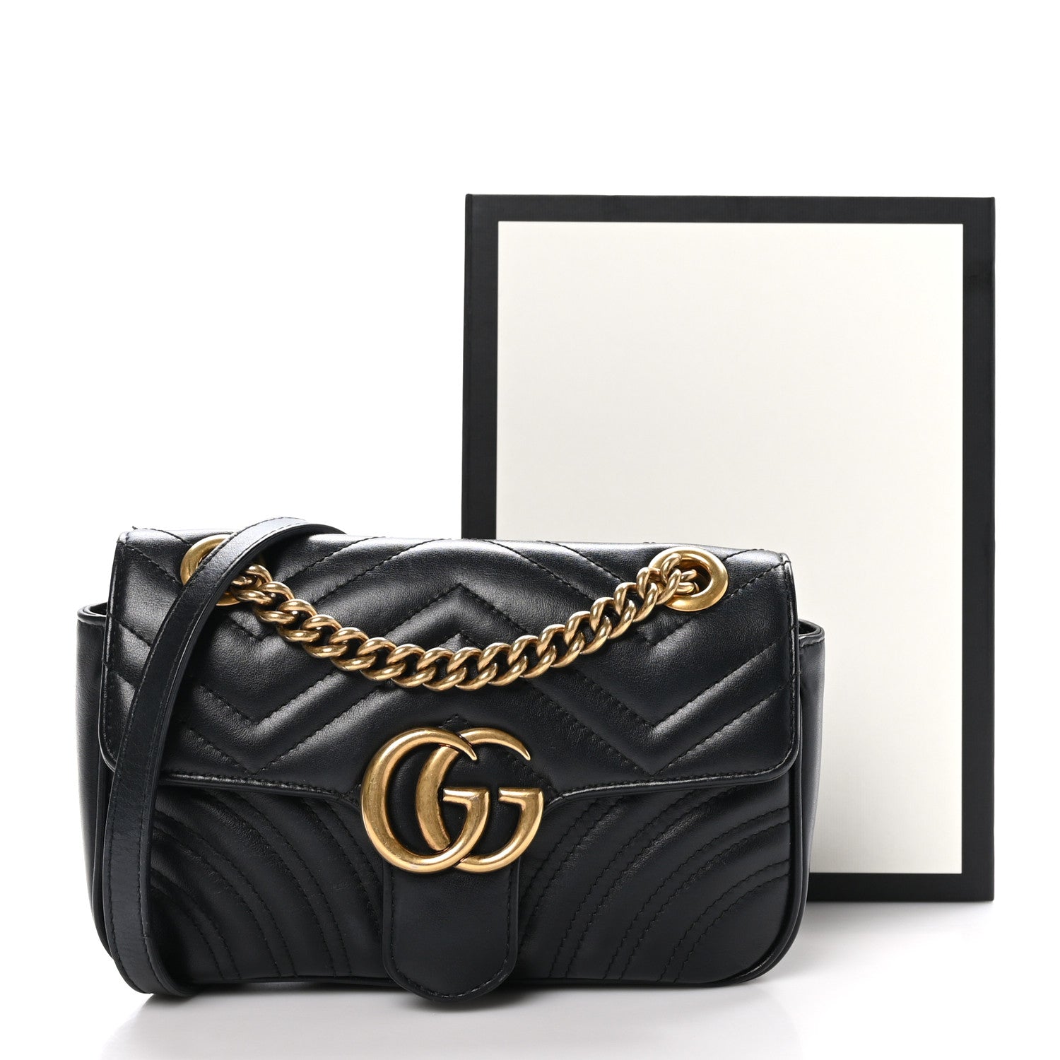 Gucci Calfskin Matelasse Mini GG Marmont Shoulder Bag Black 14 of 14