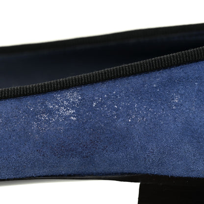 Chanel Suede Cap Toe CC Ballerina Flats 37 Blue Black 12 of 14