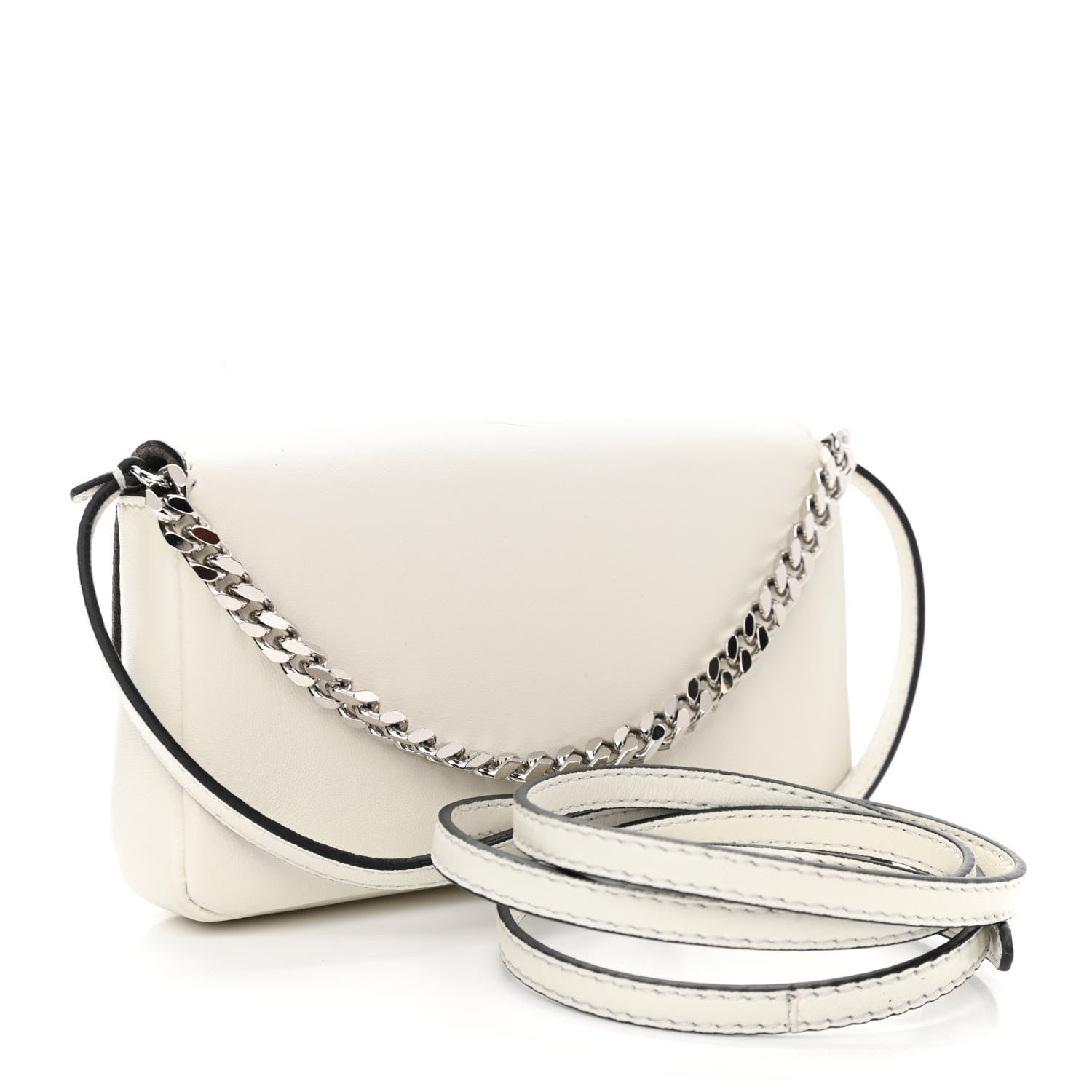 Fendi Nappa Rabbit Fox Fur Micro Buggie Baguette White Nirvana Black 3 of 11
