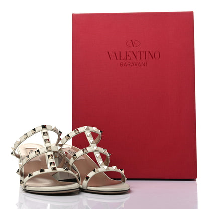 Valentino Garavani Calfskin Nappa Rockstud 60mm Caged Slide Sandals 37 Light Ivory 8 of 8
