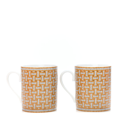 Hermes Porcelain Mosaique au 24 Mug Set of 2 Gold 1 of 5