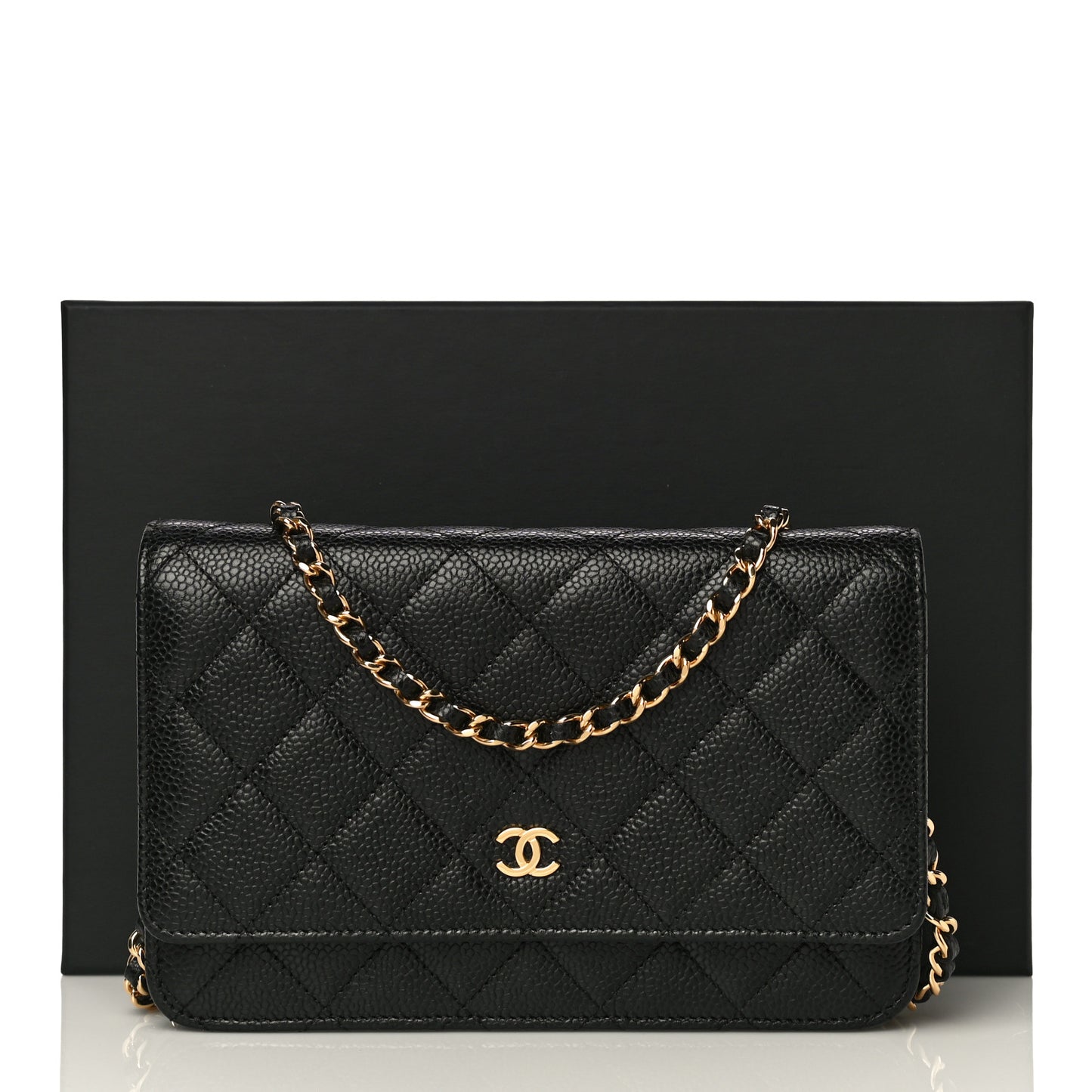 Caviar Quilted Wallet On Chain WOC Black