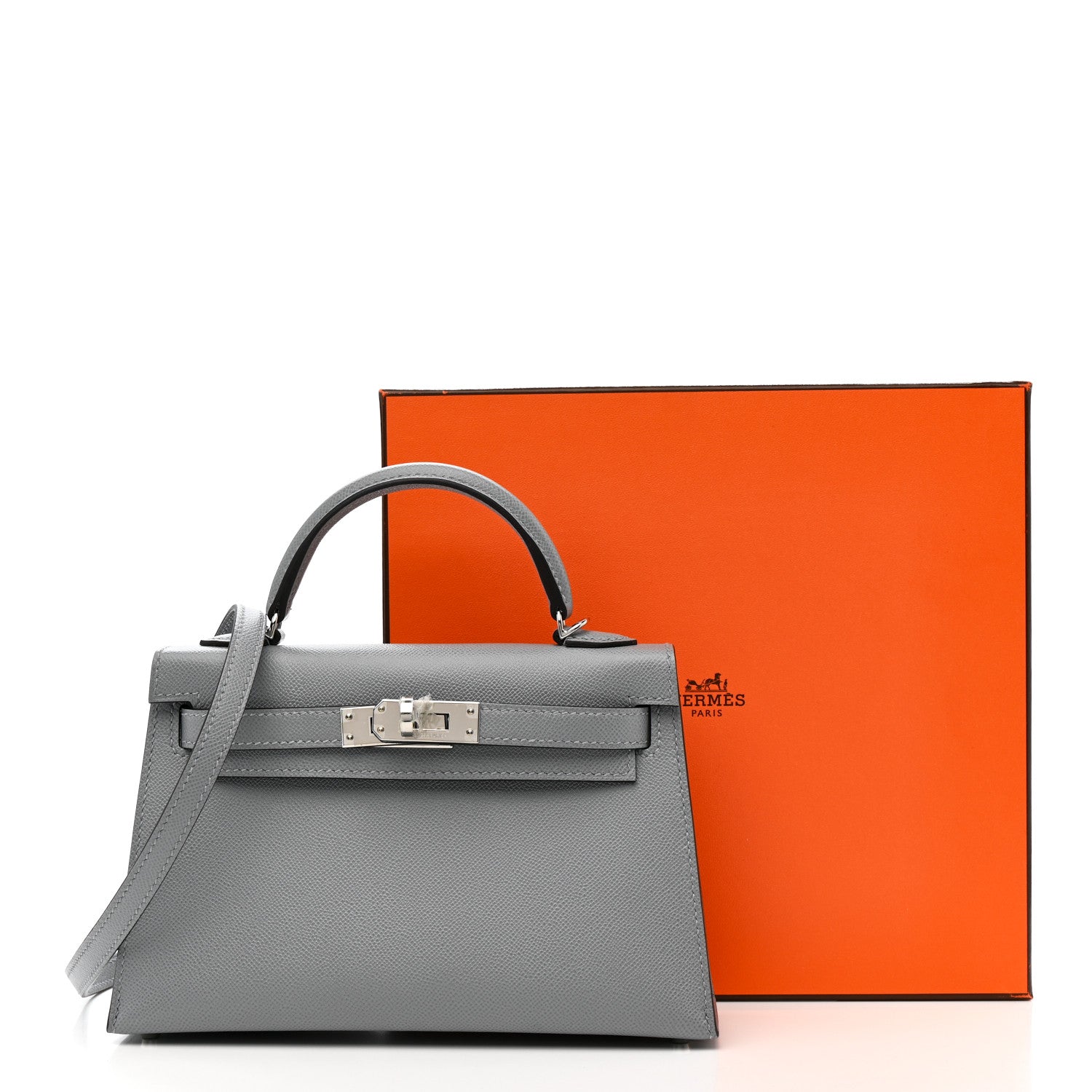 Hermes Madame Calfskin Mini Kelly Sellier 20 Gris Pantin 1801129