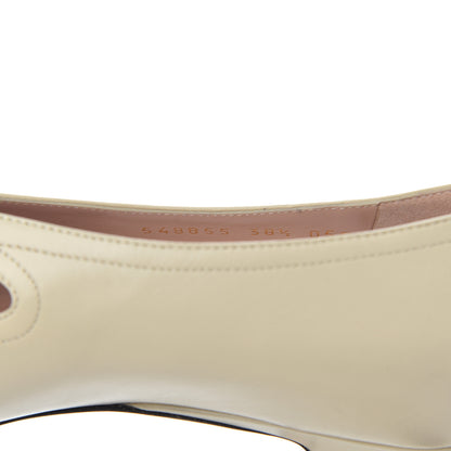 Gucci Malaga Kid Bow Berith Low Heel Pumps 38.5 Vintage White 9 of 10