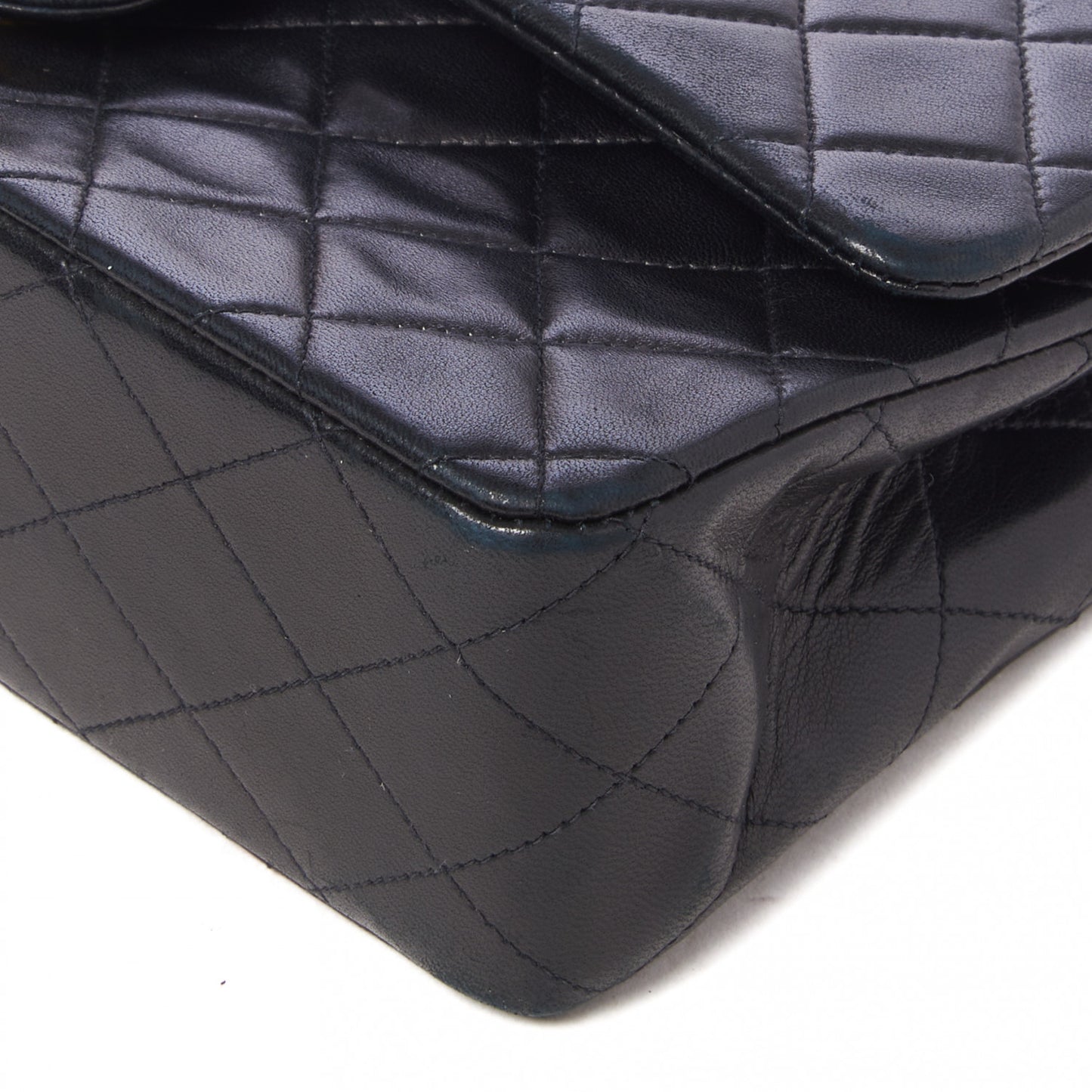 Lambskin Quilted Medium Double Flap Black