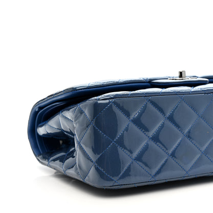 Chanel Patent Calfskin Quilted Jumbo Double Flap Blue 9 of 12