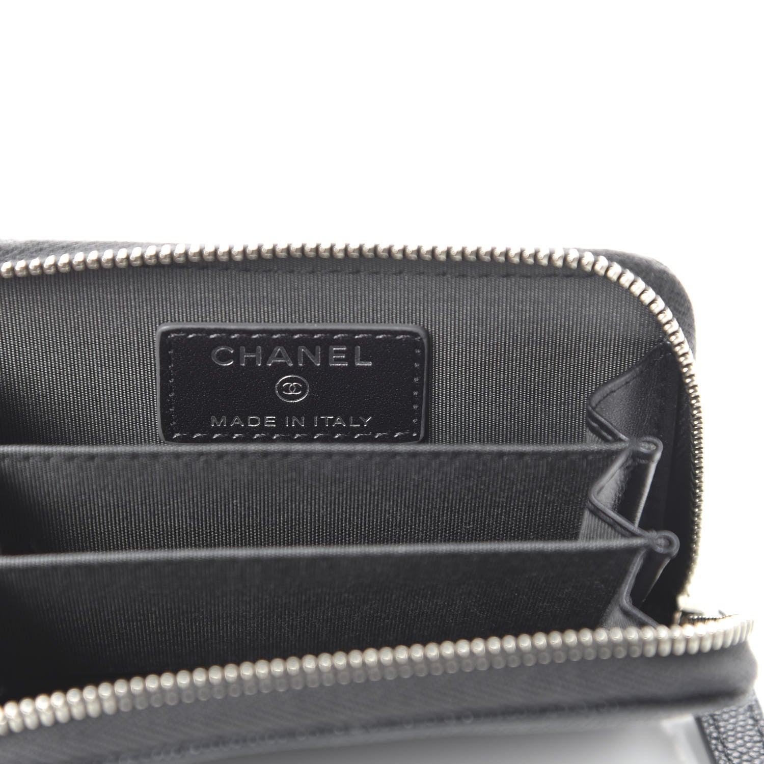 Chanel Metallic Caviar Quilted CC Zip Around Coin Purse Wallet Dark Grey 8 of 11
