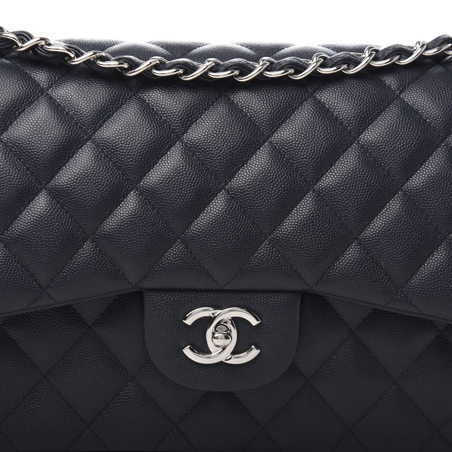 Chanel Caviar Quilted Jumbo Double Flap Navy Blue 10 of 10