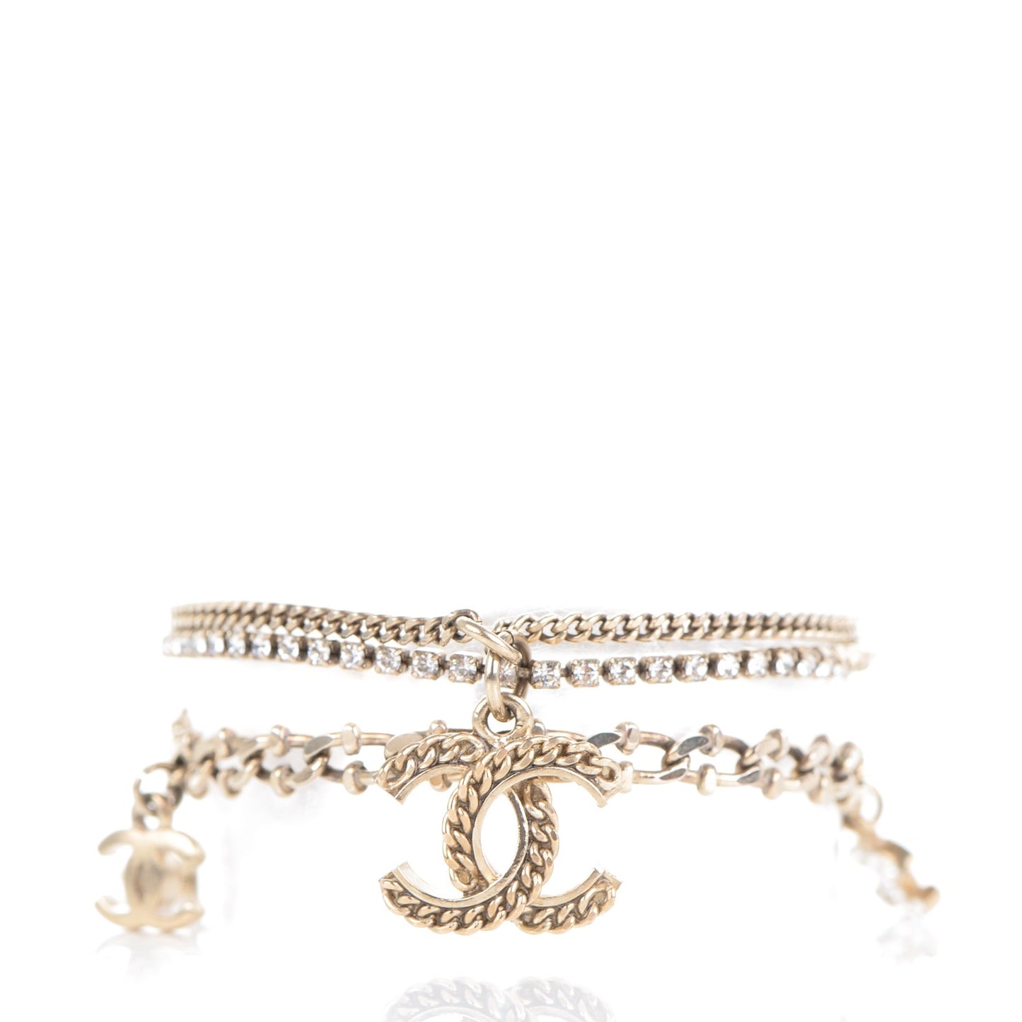 Crystal CC Chain Bracelet Gold