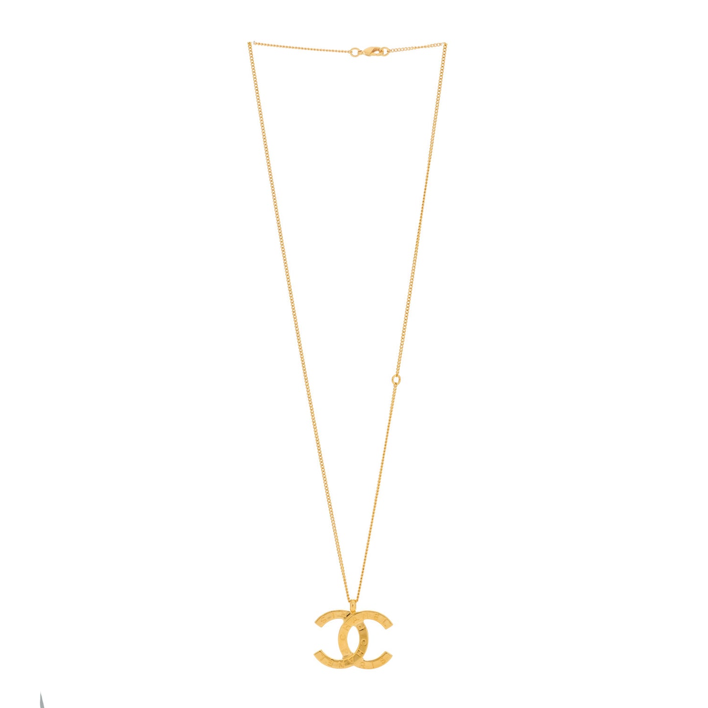 Metal CC Paris Button Necklace Gold