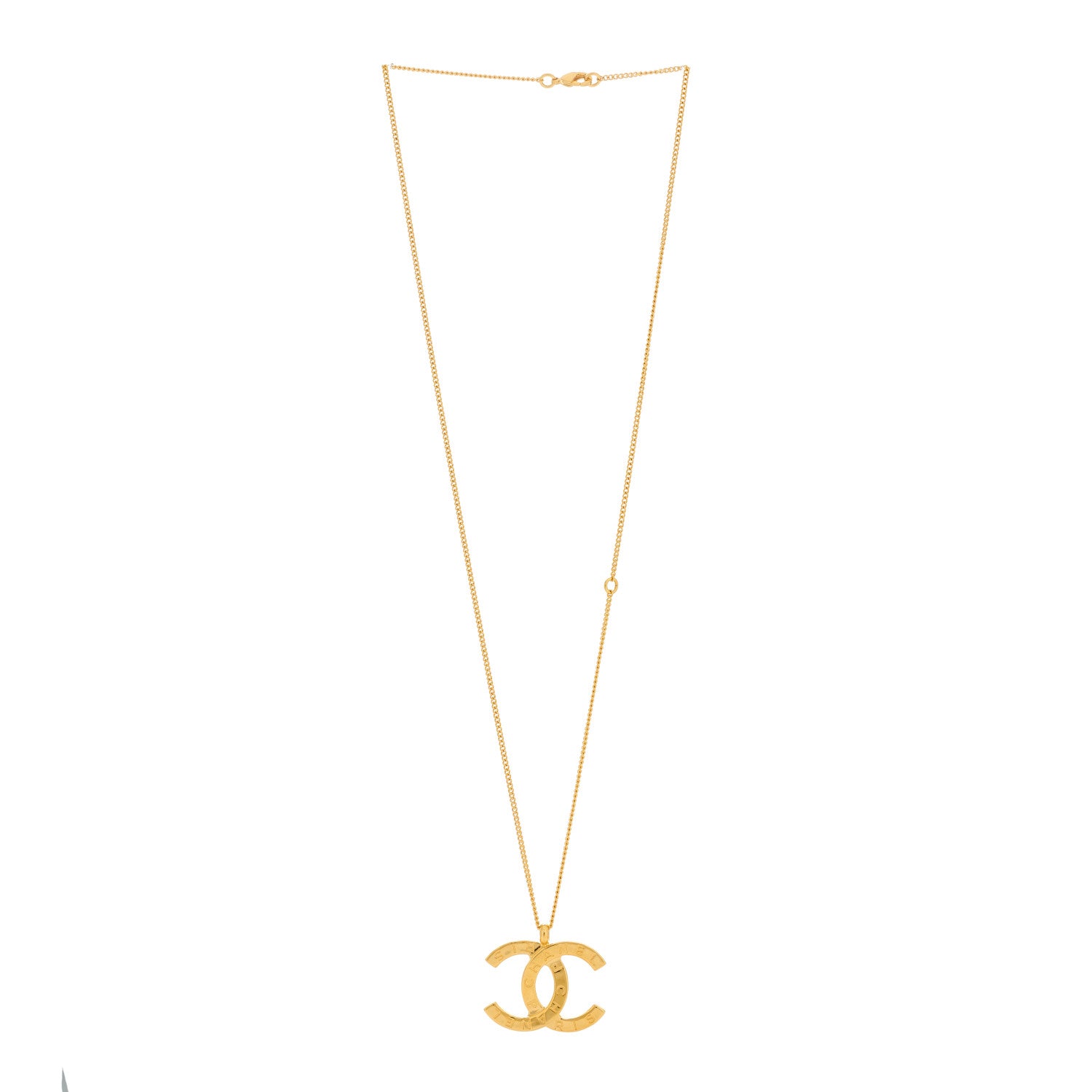 Chanel Metal CC Paris Button Necklace Gold 3 of 4