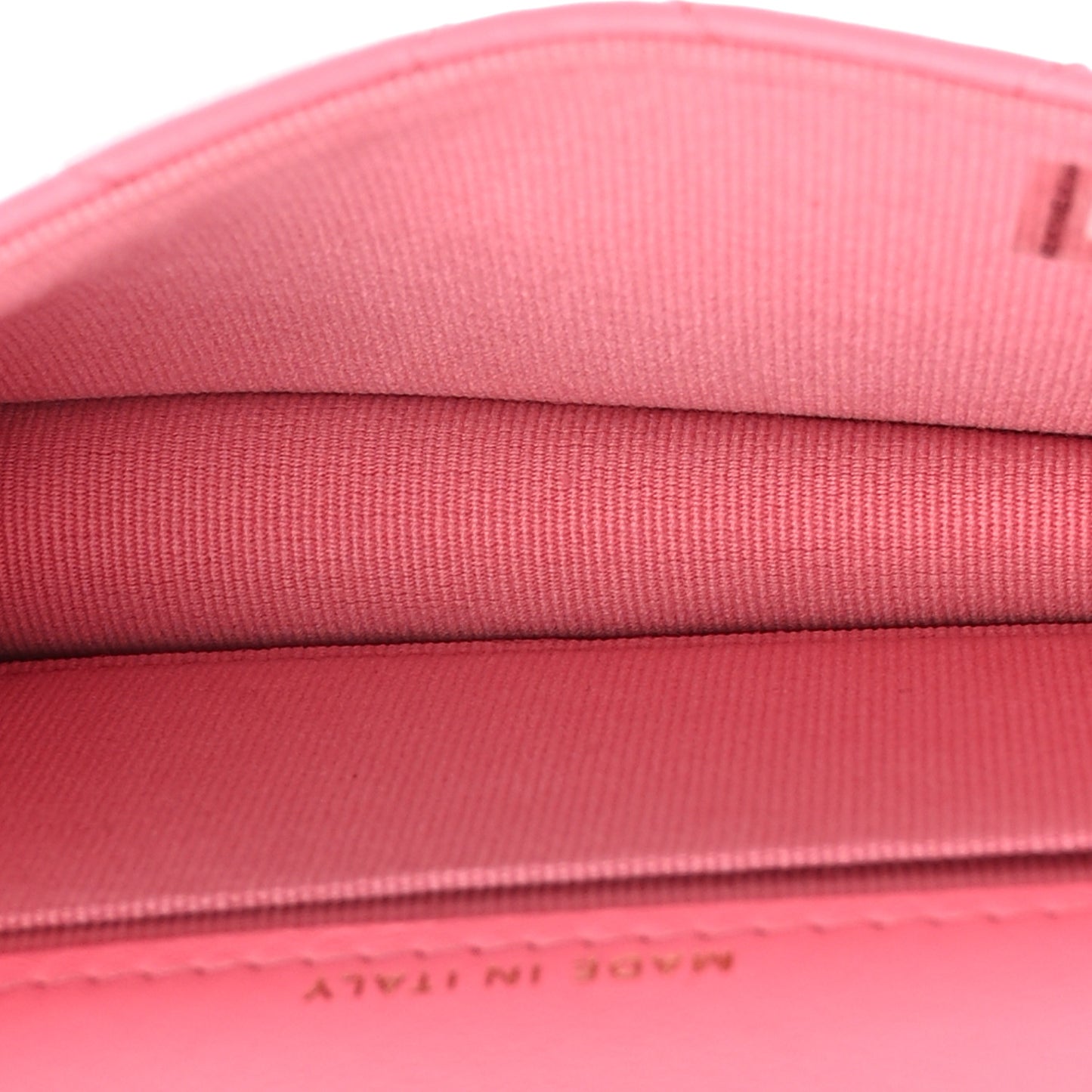 Lambskin Quilted CC Hook Card Holder Pink