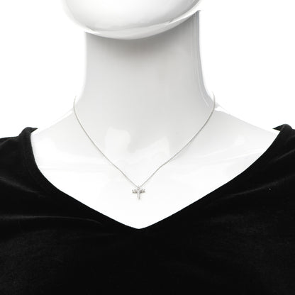 Tiffany Platinum Diamond Mini Cross Pendant Necklace 2 of 5