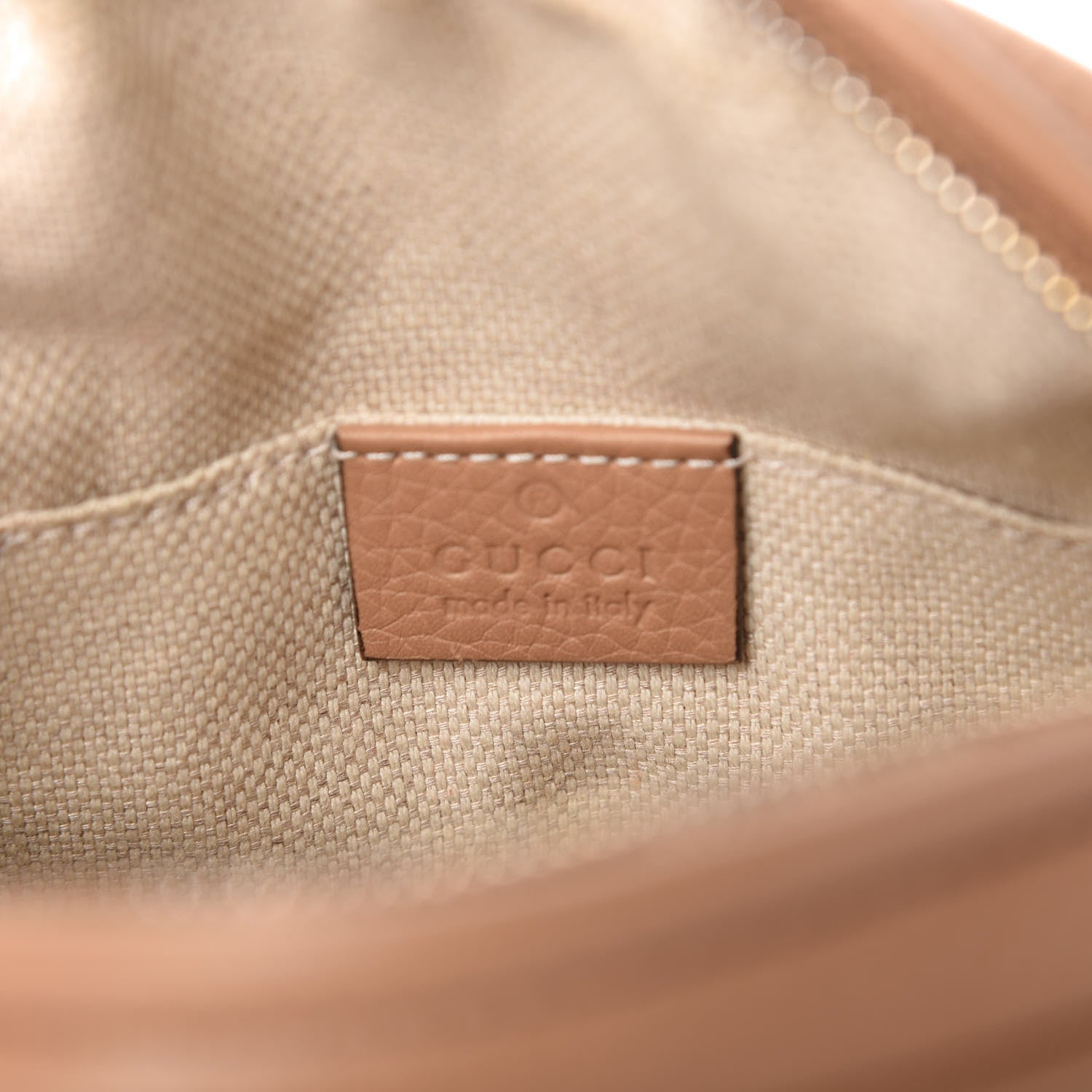 Gucci Pebbled Calfskin Mini Soho Chain Bag Camelia 10 of 12