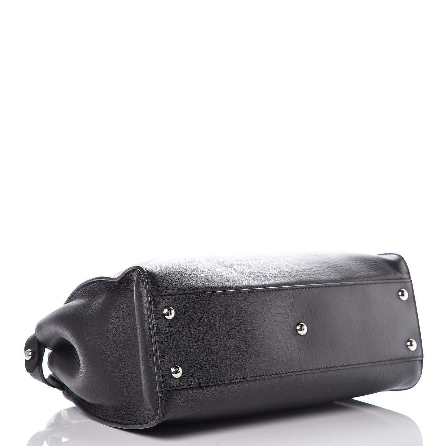 Vitello Dolce Shiny Nappa Plexglass Granite Medium Peekaboo Iconic Satchel Black