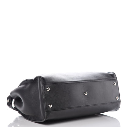 Fendi Vitello Dolce Shiny Nappa Plexglass Granite Medium Peekaboo Iconic Satchel Black 6 of 12