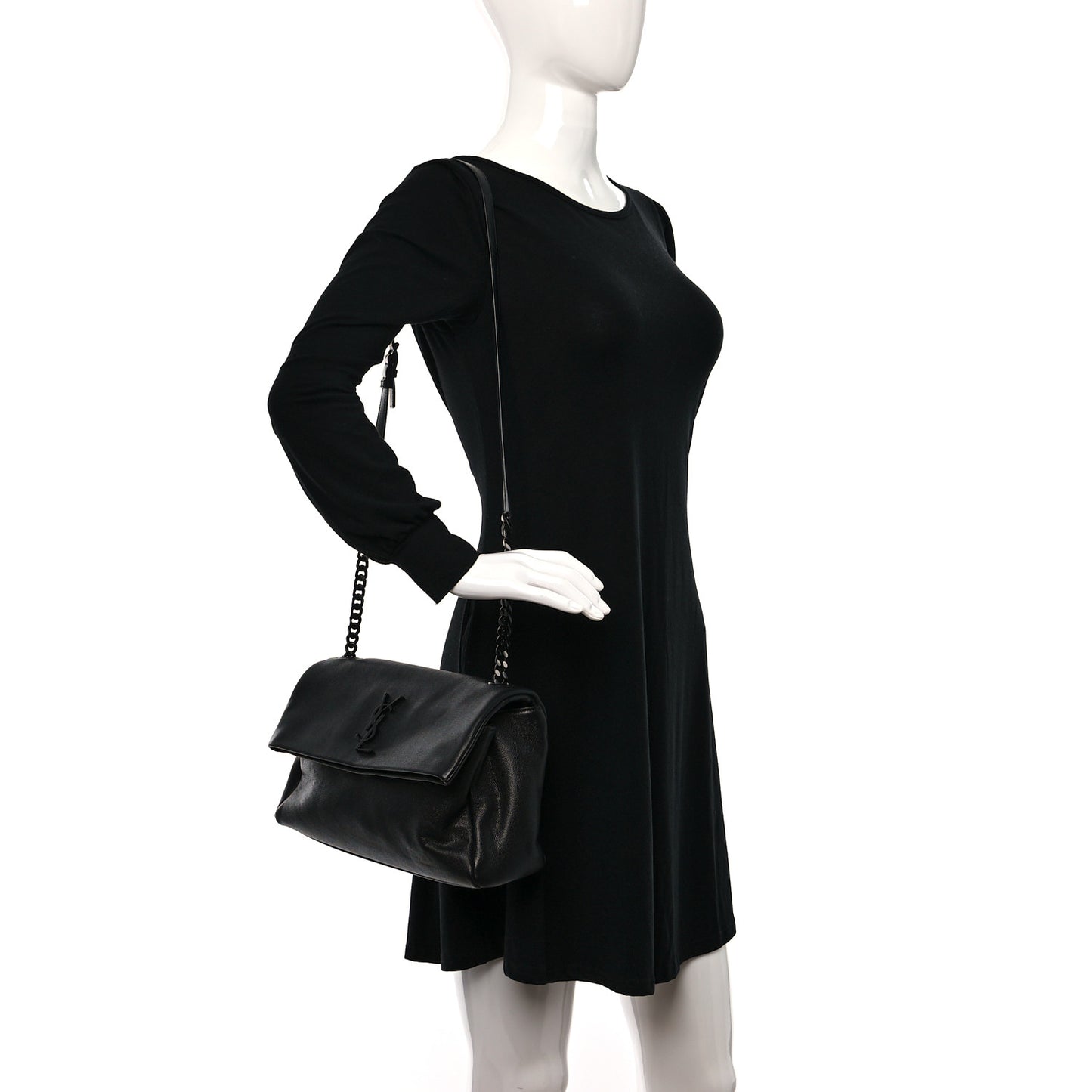 Grain De Poudre Medium West Hollywood Monogram Fold-Over Black