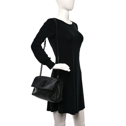 Saint Laurent Grain De Poudre Medium West Hollywood Monogram Fold-Over Black 2 of 8