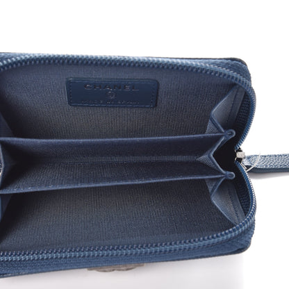 Chanel Caviar Quilted Boy Zip Around Coin Purse Wallet Dark Blue 5 of 8