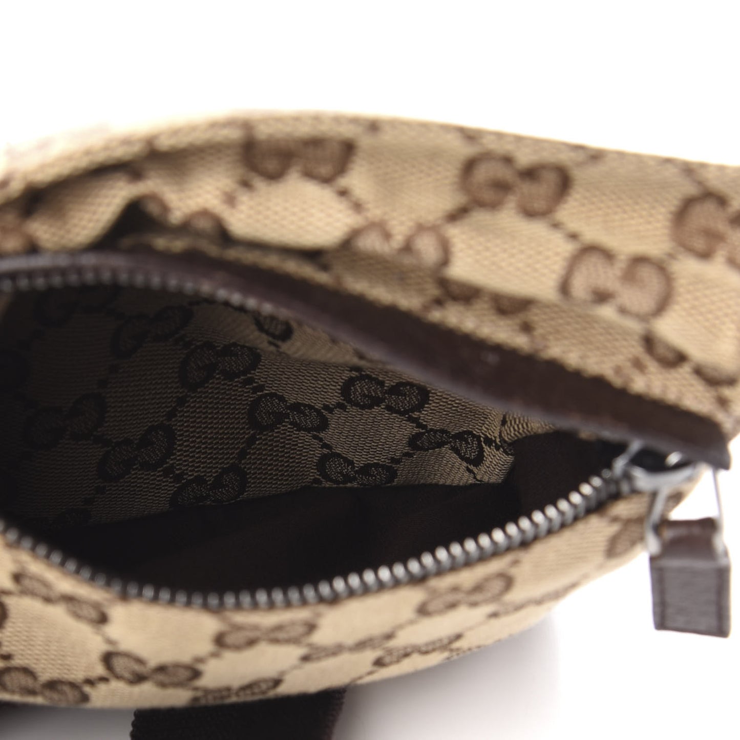 GG Monogram Double Pocket Belt Bag Dark Brown