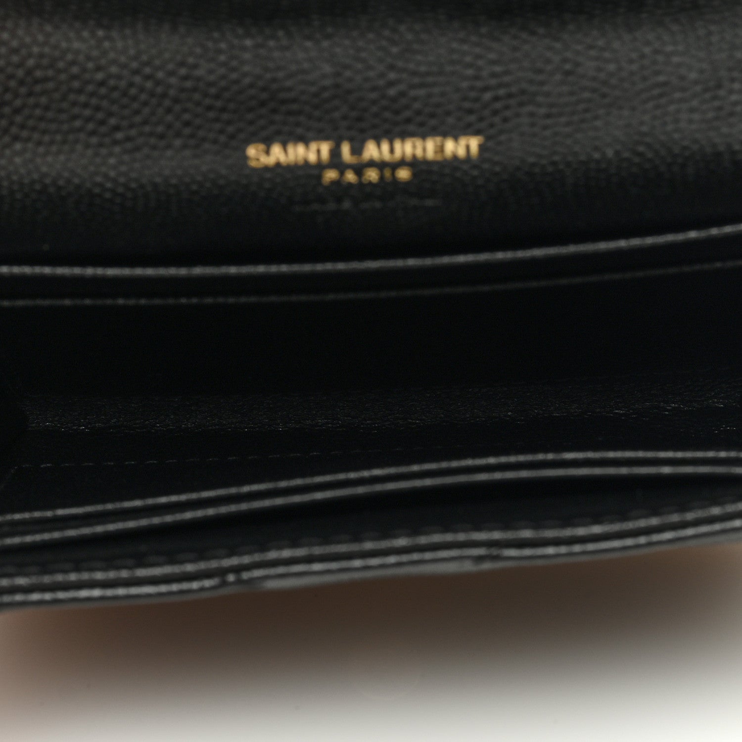 Saint Laurent Grain De Poudre Matelasse Chevron Small Monogram Envelope Wallet Black 5 of 6