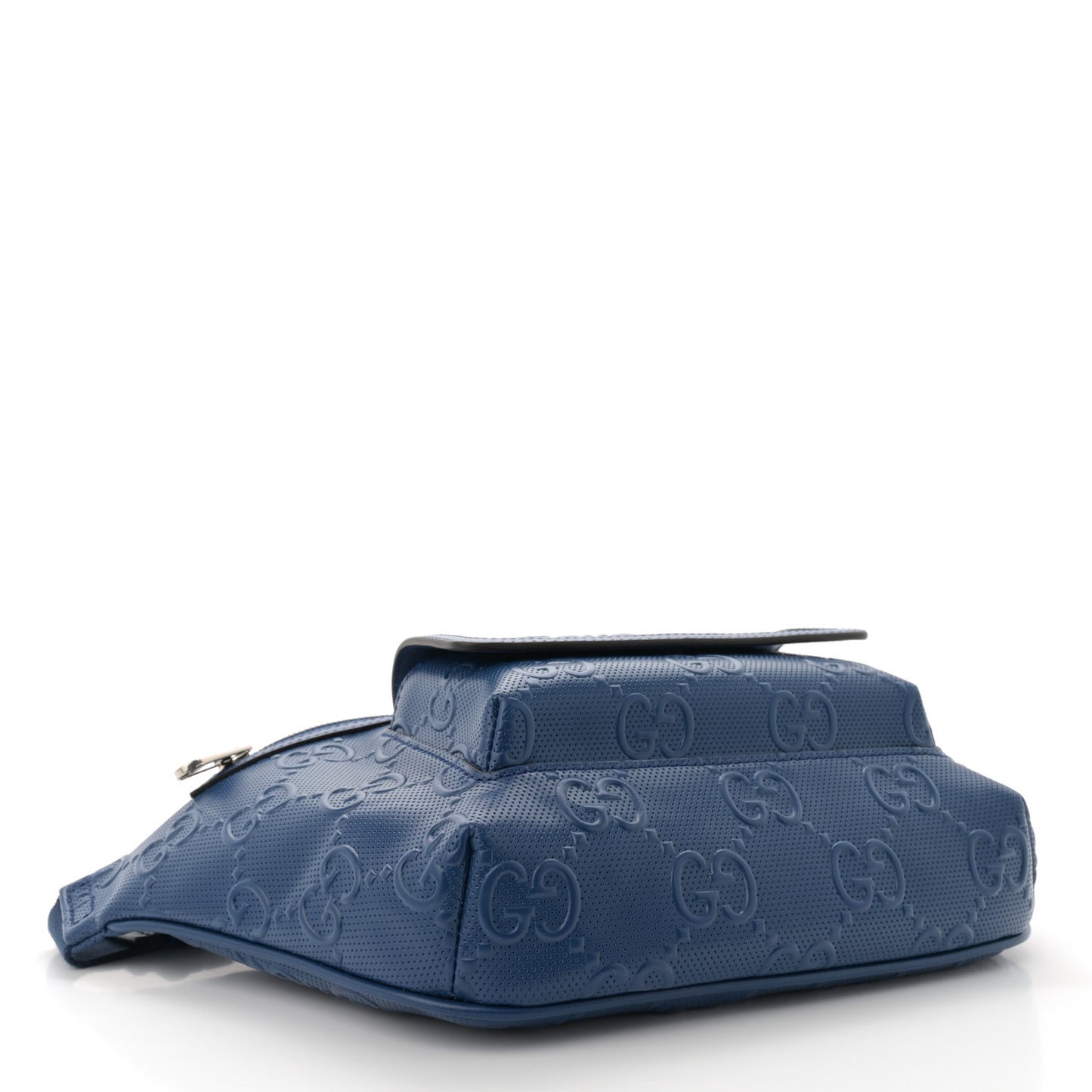 Calfskin GG Tennis Embossed Pocket Belt Bag 90 Intense Metal Blue