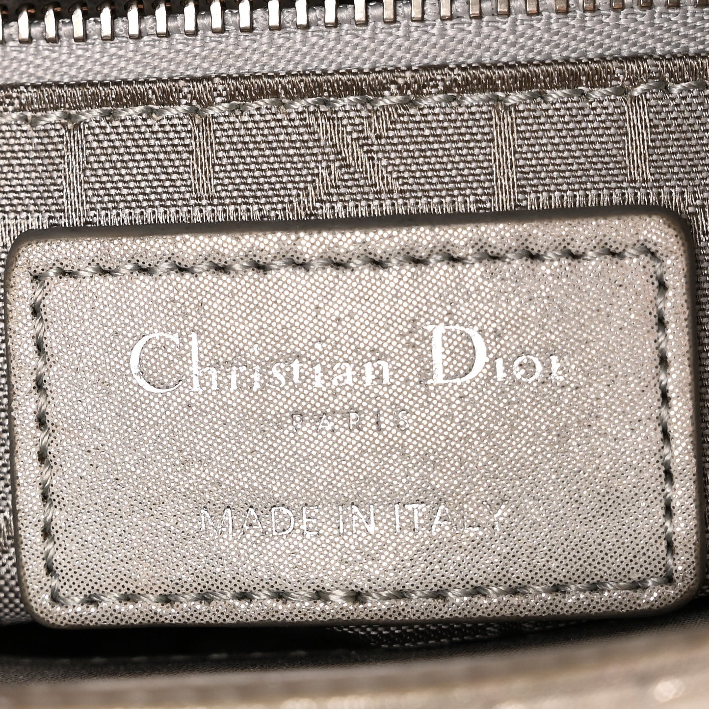 Metallic Lambskin Cannage Mini Lady Dior Silver