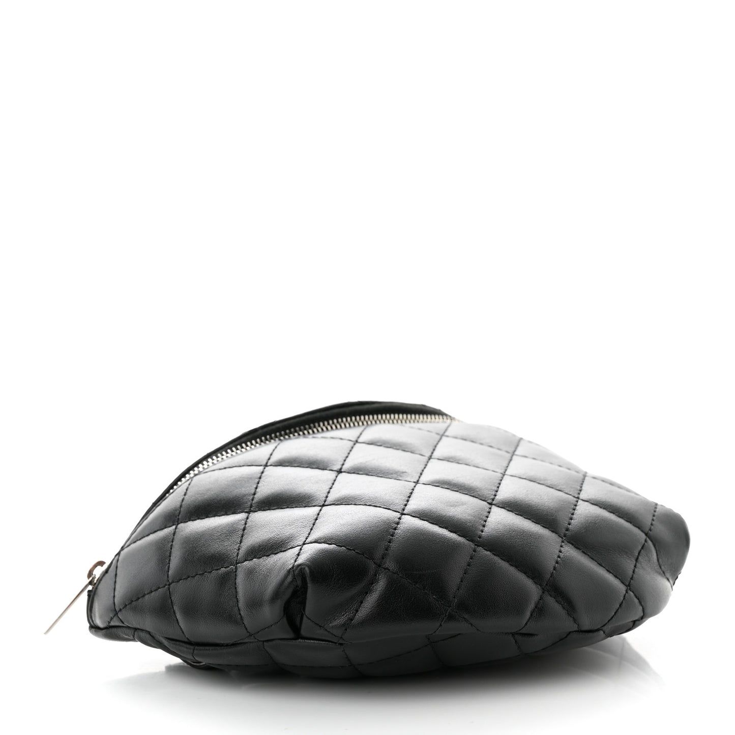 Lambskin Quilted Waist Belt Bag Black