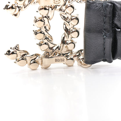 Chanel Calfskin Strass Ruched Rope CC Belt 85 34 Black 5 of 6