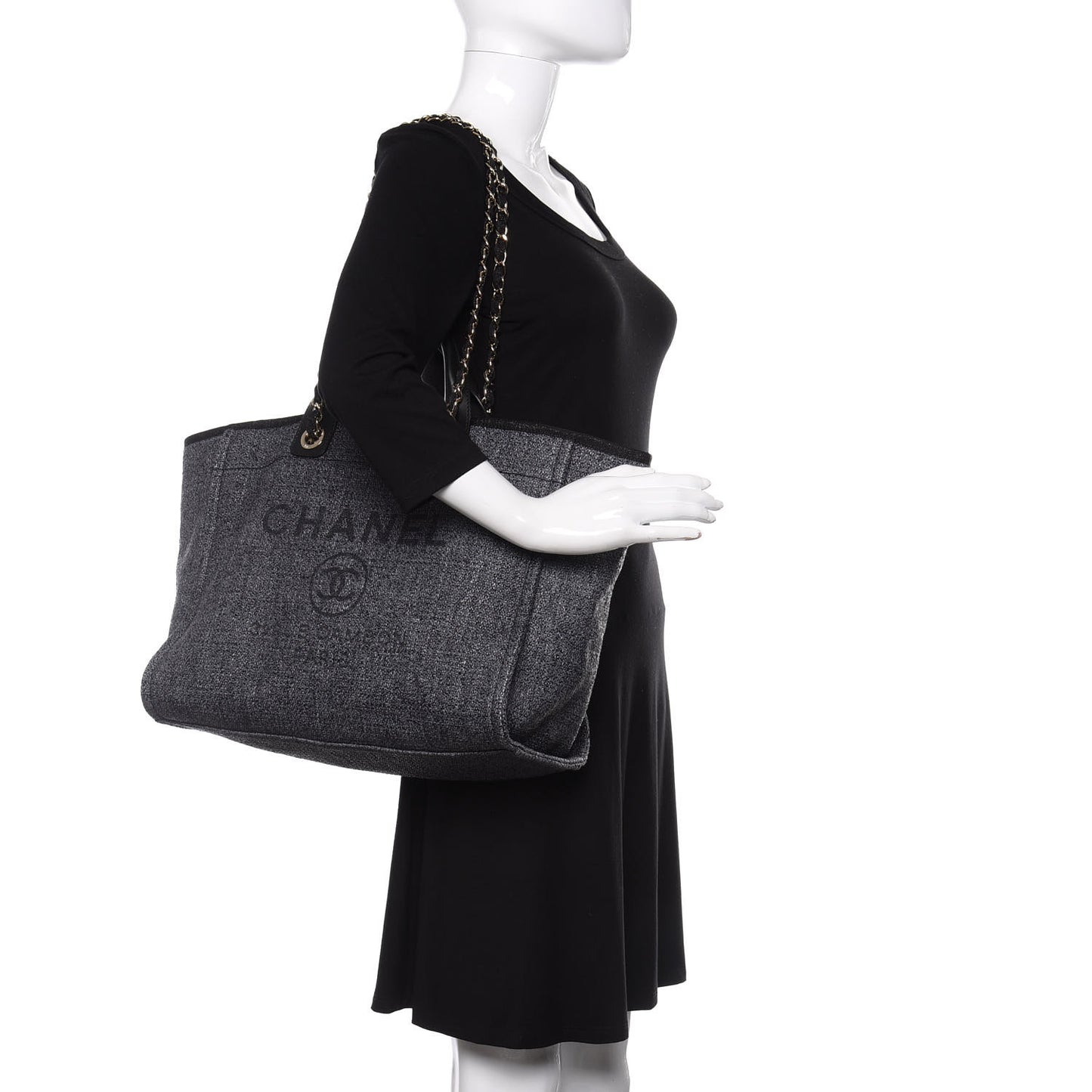 Woven Straw Raffia Large Deauville Tote Grey