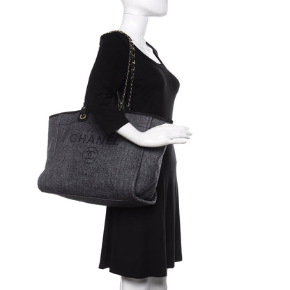 Chanel Woven Straw Raffia Large Deauville Tote Grey 2 of 11