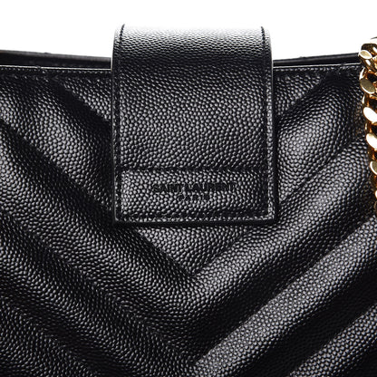 Saint Laurent Grain De Poudre Matelasse Chevron Monogram Shopping Bag Black 8 of 10